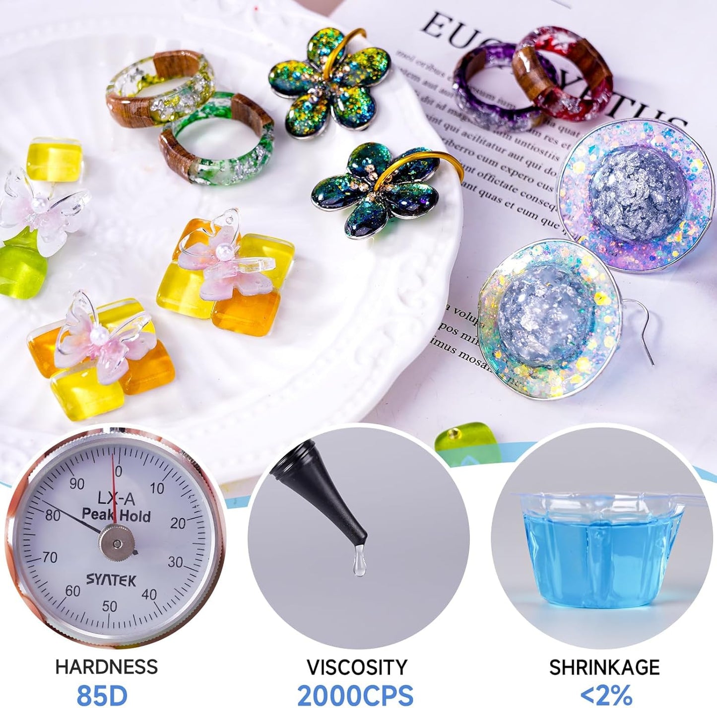 LET'S RESIN UV Resin, 300g Low Viscosity Crystal Clear Thin Resin Kit, Quick-Curing & Low Shrinkage Ultraviolet Epoxy Resin for Crafts, Casting, Silicone Molds