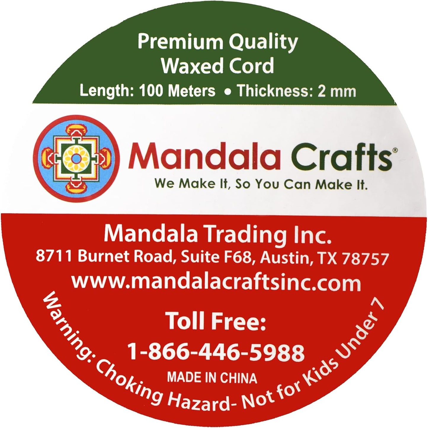 Mandala Crafts 2mm 109 Yards Maroon Cotton Waxed Cord for Jewelry Making Bracelet Cord Waxed String - Beading String Thread Jewelry Cords for Necklaces String