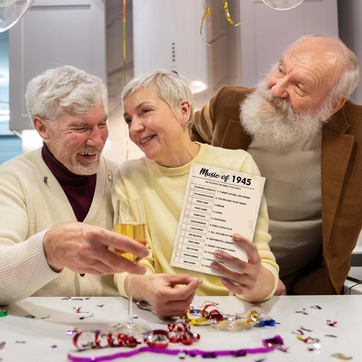 80th Birthday Party Games, Music of 1945 Games, Birthday Party Supplies for Adults, Fun 1945s Party Game，Pack of 30 Cards