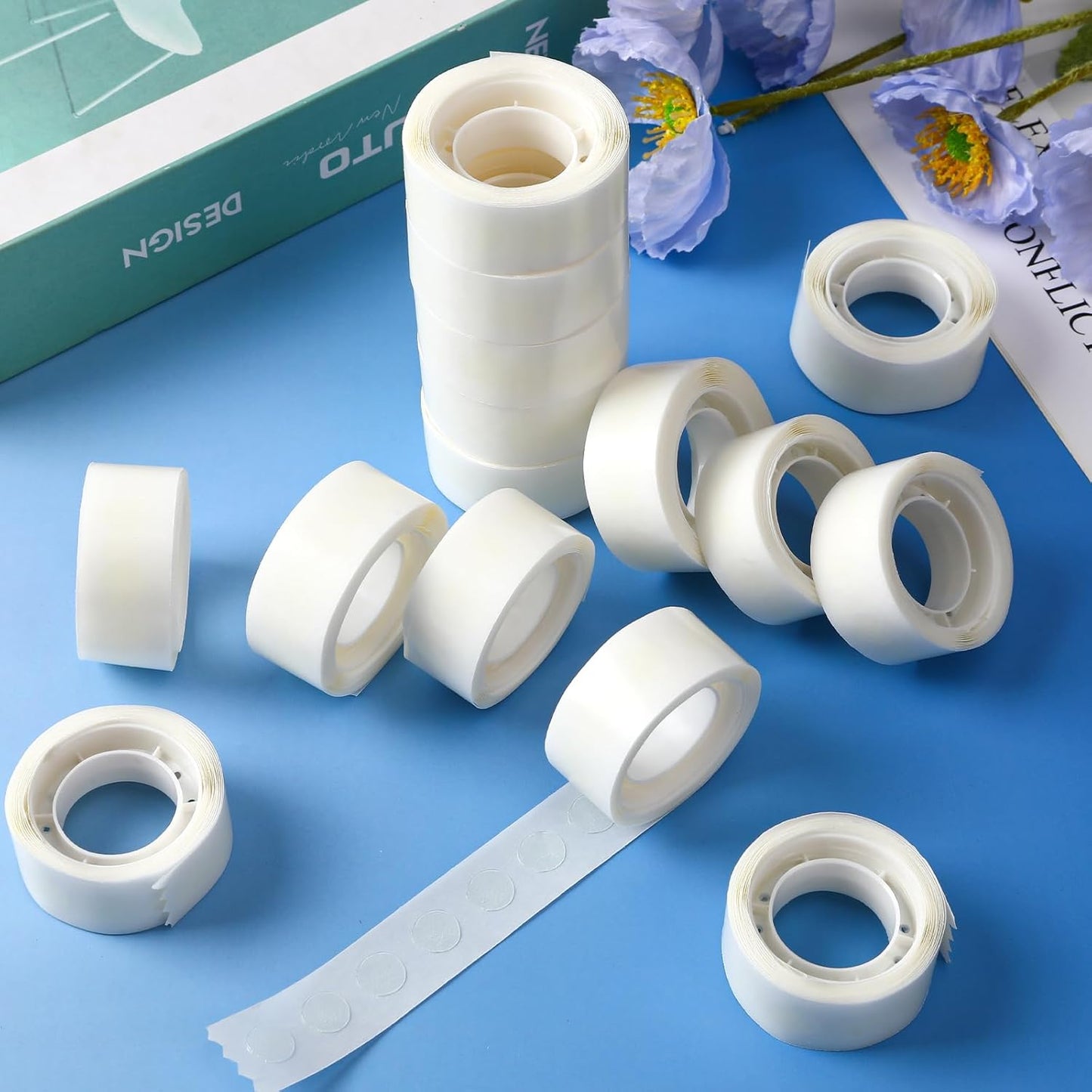 UPINS Glue Points Dots, 300Pcs Balloon Glue Adhesive Dots Double Sided Removable Glue Tape Dots for Balloons Crafts Decoration, 6 mm, 10 mm, 15 mm