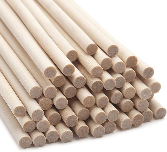 Wood Dowel Rods Wooden Dowels for Crafts, 50 PCS 1/4 x 15 Wooden Sticks for Crafts, Round Macrame Dowels, Unfinished Small Wood Sticks for Crafting, Lollipops, Tiered Cake, Photo Booth Props