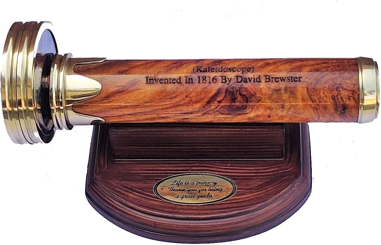 Handmade 8 Inches Wooden Tube And Brass Ring Working Kaleidoscope Best Birthday Gift For Children