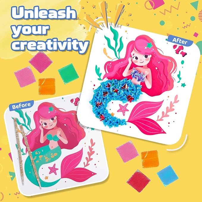 Arts and Crafts for Kids-Poke in Art Kits, 6 Designed Educational Insights Tufting Kits, Create Mess Free Activity, DIY Sensory Activity Set for Toddlers, Fun Kids Craft Gift for Girls Boys Ages 4-8