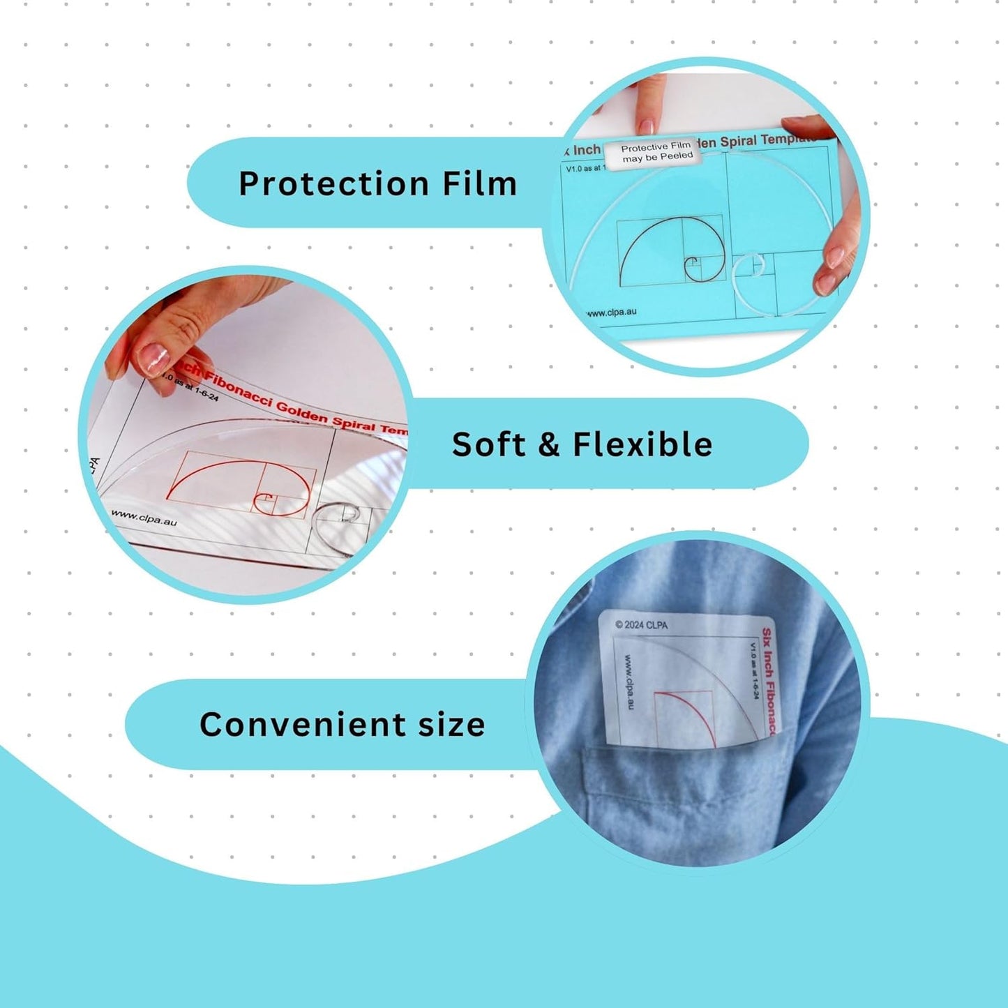 Fibonacci 6" Square & Spiral Set of Templates: A Fibonacci-Inspired Set of Templates for Drawing Tool for Artists Allows The Simple Application of The Golden or Divine Ratio for Artistic Design