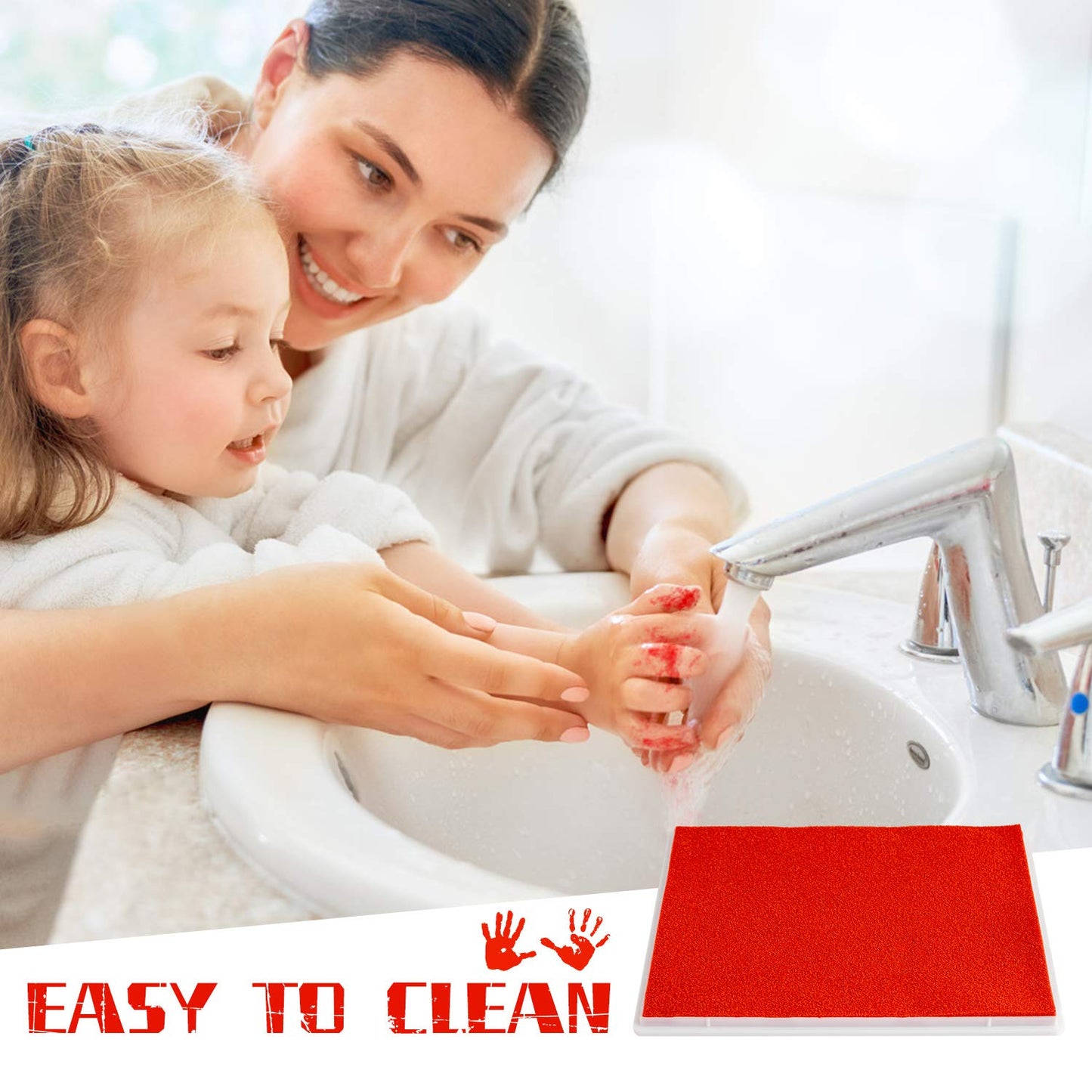 Ink Pad, 5x4'' Washable Non-Toxic Ink Stamp Pad for Baby Footprint Handprint, Red