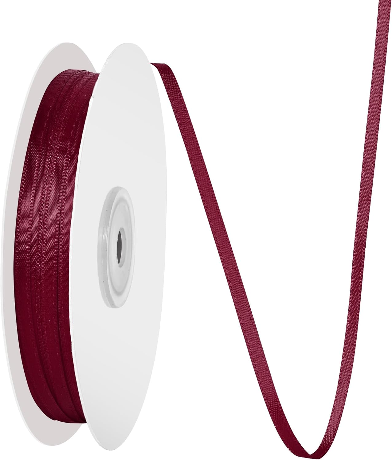 1/8 Inch X 100 Yards Wine Red Satin Thin Ribbon Solid Color Double Faced Ribbons Perfect for Crafts Wedding Decor Bow Making Arts Sewing and More