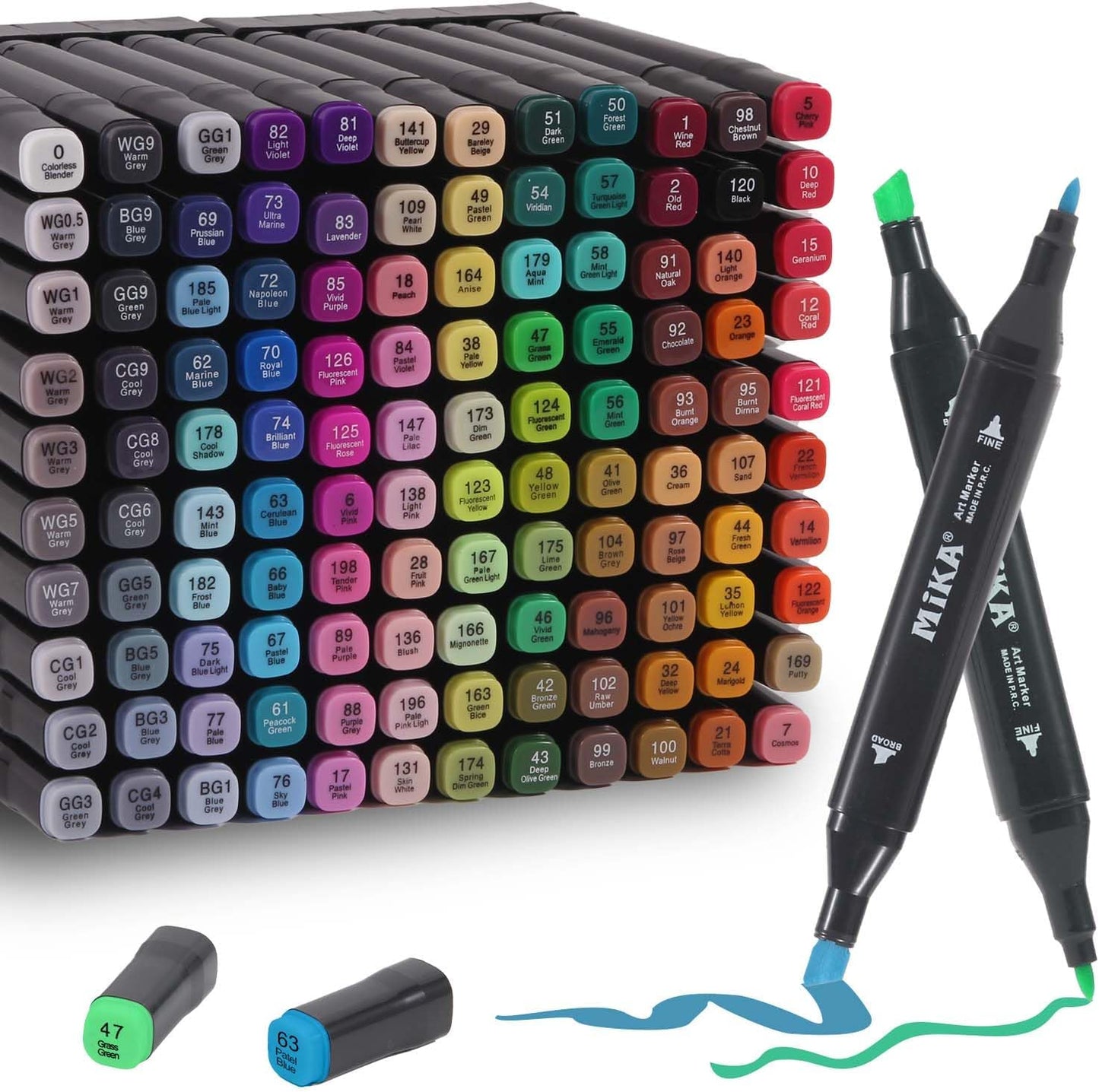 120 Colors Alcohol Markers Set, Dual Tips Blender Art Markers for Drawing Sketching Coloring Artist Pens and Underlining, Professional Permanent Sketch Marker for Kids Adult Coloring