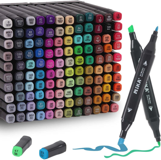 120 Colors Alcohol Markers Set, Dual Tips Blender Art Markers for Drawing Sketching Coloring Artist Pens and Underlining, Professional Permanent Sketch Marker for Kids Adult Coloring