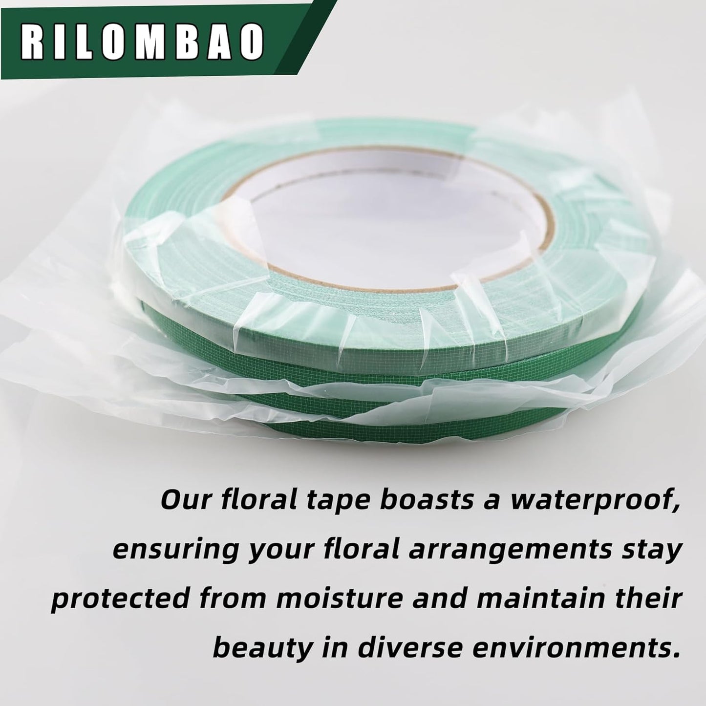 4 PCS Green Floral Tape, 0.25" Flower Stem Wrap Tapes, Waterproof Florist Tape - Multipurpose Adhesive Florist Tapes for Binding Fresh, Flower Bouquets and Floral Craft (98Ft/33Yd/Roll)