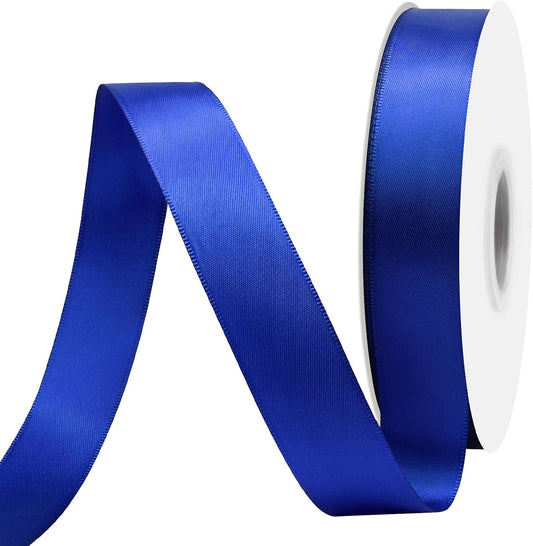 Cobalt Blue Satin Ribbon 7/8" X 50 Yards Solid Color Double Faced Ribbons Perfect for Crafts Wedding Decor Bow Making Arts Sewing and More