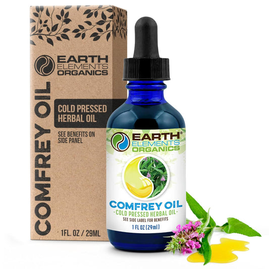 Comfrey Oil Raw with Sunflower Oil, Infused, Pressed Herbal Remedy, Support for Bruises, Sore Muscles, and Healthy Skin, Organic Skincare for All Skin Types - 1 fl oz