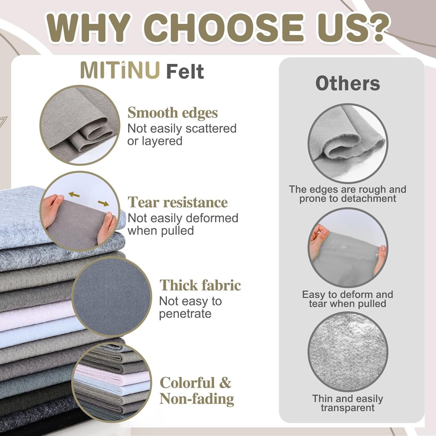 12 Rolls 8"x35"(20.5x90cm) 1.4mm Thick Soft Felt Fabric Sheet 12 Assorted White Grey Series Colors Felt Pack for DIY Craft Sewing Squares Nonwoven Patchwork