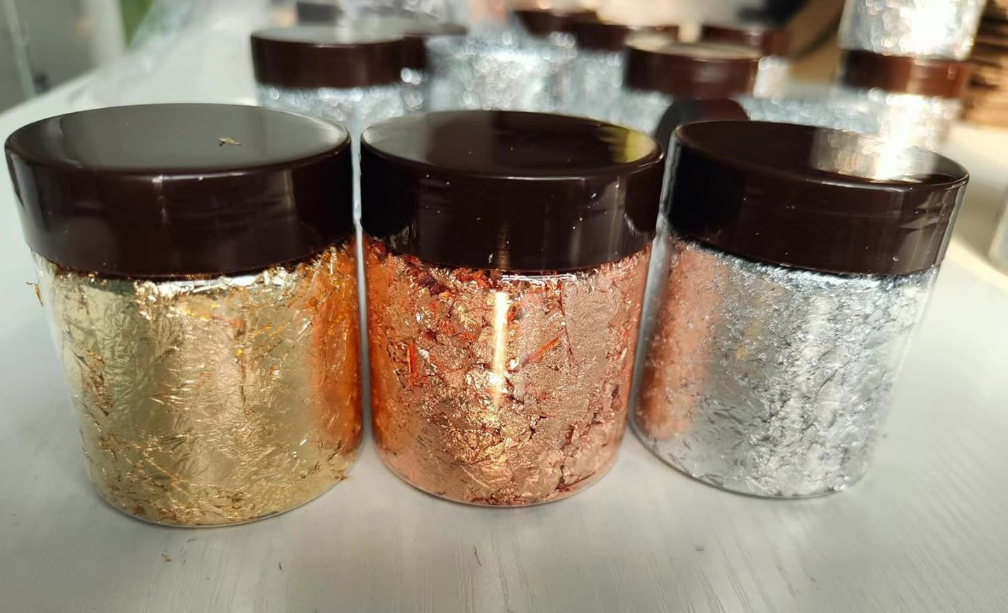 Gilding Flakes,Gold Foil Flakes for Resin,Blue Red Purple Pink Metallic Foil Flakes for Resin Jewelry Making,Nails,Painting Art,Crafts and Slime (Imitation Silver)