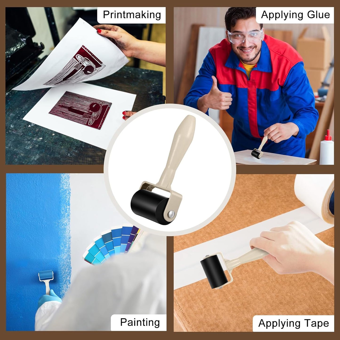 Frienda 30 Pcs Rubber Brayer Rollers 1.9 Inch Rubber Ink Roller for Gluing Printing Inking Block Paper Crafting Press Printmaking Wallpaper Stamping Scrapbooks Crafting Art DIY