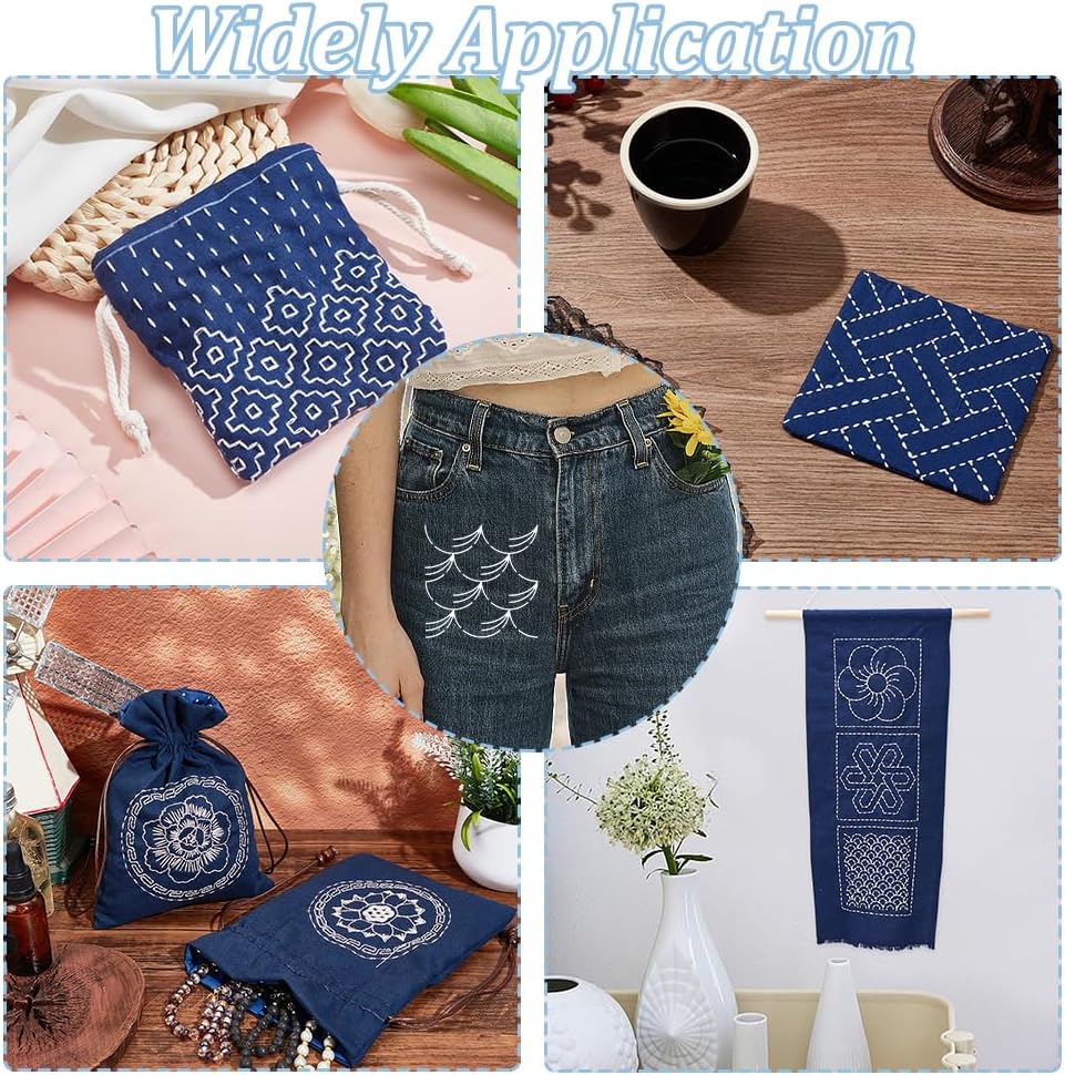 FREEBLOSS 12Pcs Sashiko Stencils Sashiko Embroidery PET Template Drawing Line Template for Hand Quilting Sashiko Patterns Templates Embroidery Stencils 5.5 * 5.5''