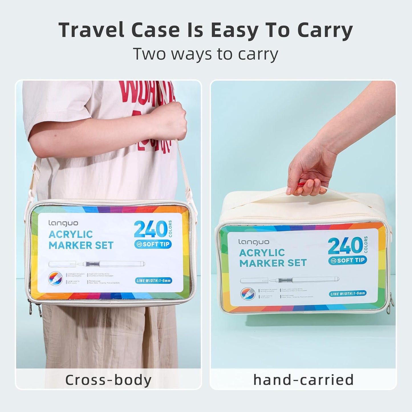 240 Colors Acrylic Paint Markers, Soft Brush Tip Marker Pens Set with Marker Bag, Acrylic Paint Pens for Fabric, Wood, Stone, Canvas, Glass, Egg, Rock Painting, DIY Crafts and Art Supplies