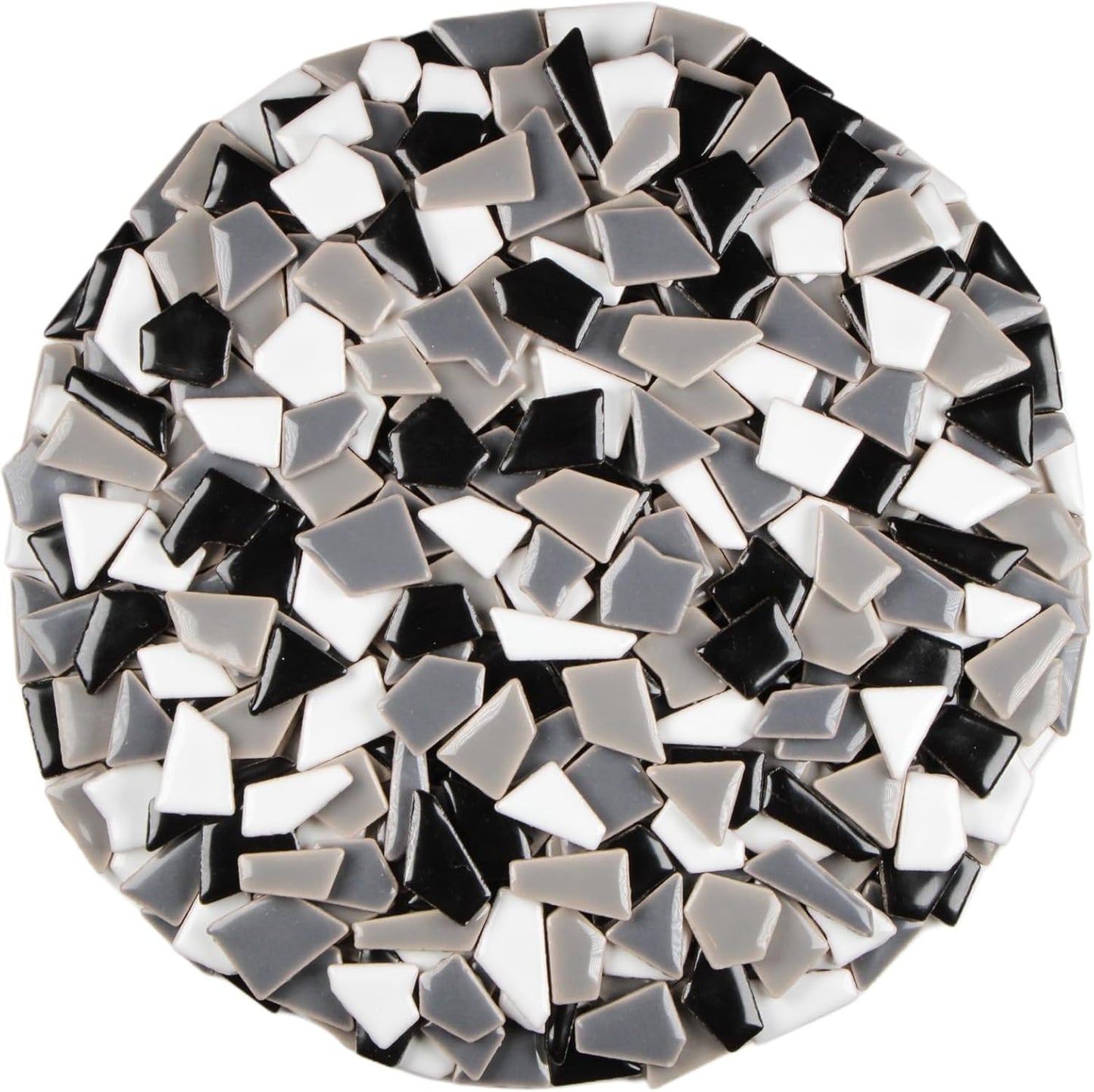 Ceramic Mosaic Tiles for Crafts & Art Projects 200 Grams Vibrant Colors Pieces Fit Together Like a Puzzle Endless Creative Ideas for Mosaic Art DIY Hobbies Small Sizes (Black White Gray)