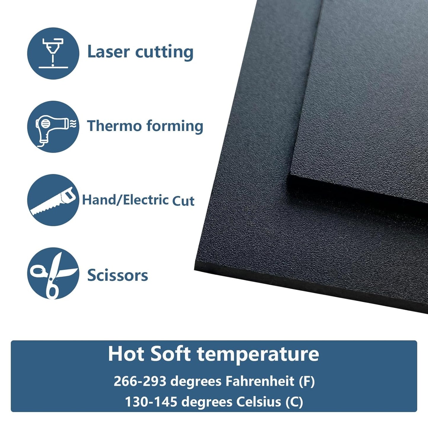 2 Pack Black Plastic Sheet 12x12x0.12 in Flexible High Tensile Plastic Sheets Black Plastic Panel for DIY Materials Handicrafts Home Decoration