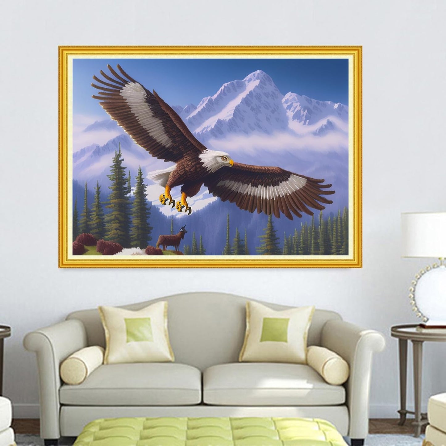 Dimensean Stamped Cross Stitch Kits Full Range of Embroidery Patterns Starter Kits for Beginners Adult or Kids DIY Cross Stitches Needlepoint Kits 11CT-Flying Owl 15.7x19.7 inch