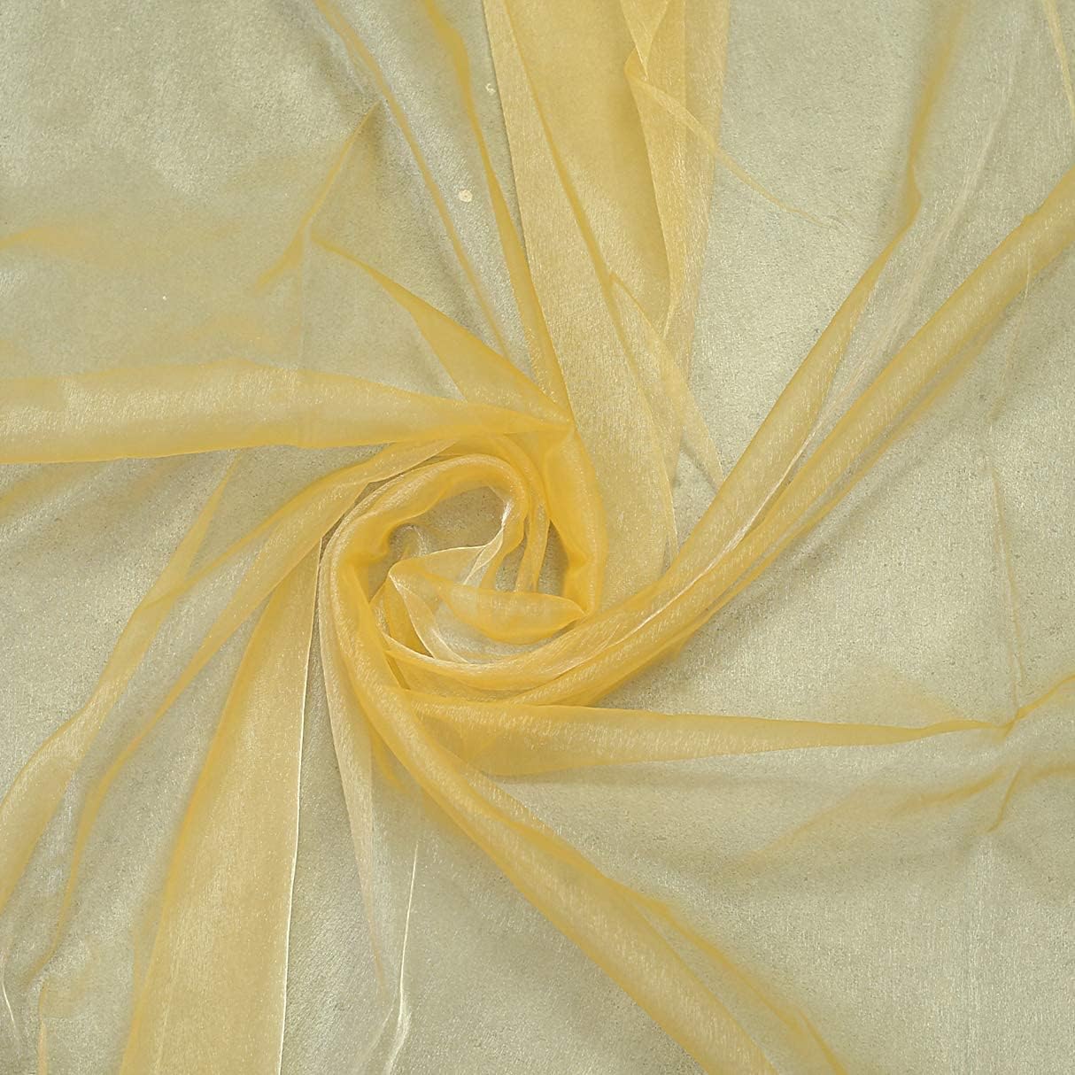 Organza Fabric 10 Yard Bridal Solid Sheer Bolt for Home Décor, Table Décor, Bridal, Fashion, Crafts, Decorations Silky Shiny Organza 44" - (10 Yard, Gold)
