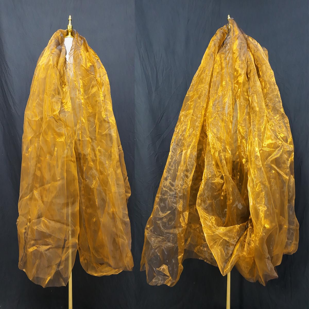 Two-Tone Iridescent Holographic Organza Fabric - 11 Yards | Lightweight Sheer Gauze Voile Tulle | for Dresses, Party Decor, DIY Crafts, Shiny Backdrops(Dull Gold)