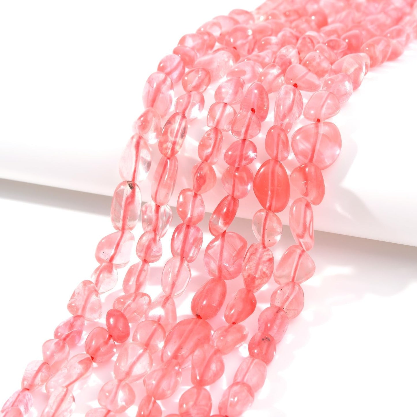 Cherry Quartz Pebble Nugget Oval Free Tumbled Stone 6-8mm Natural Gemstone Loose Beads Approx 15.5 inch for DIY Jewelry Making