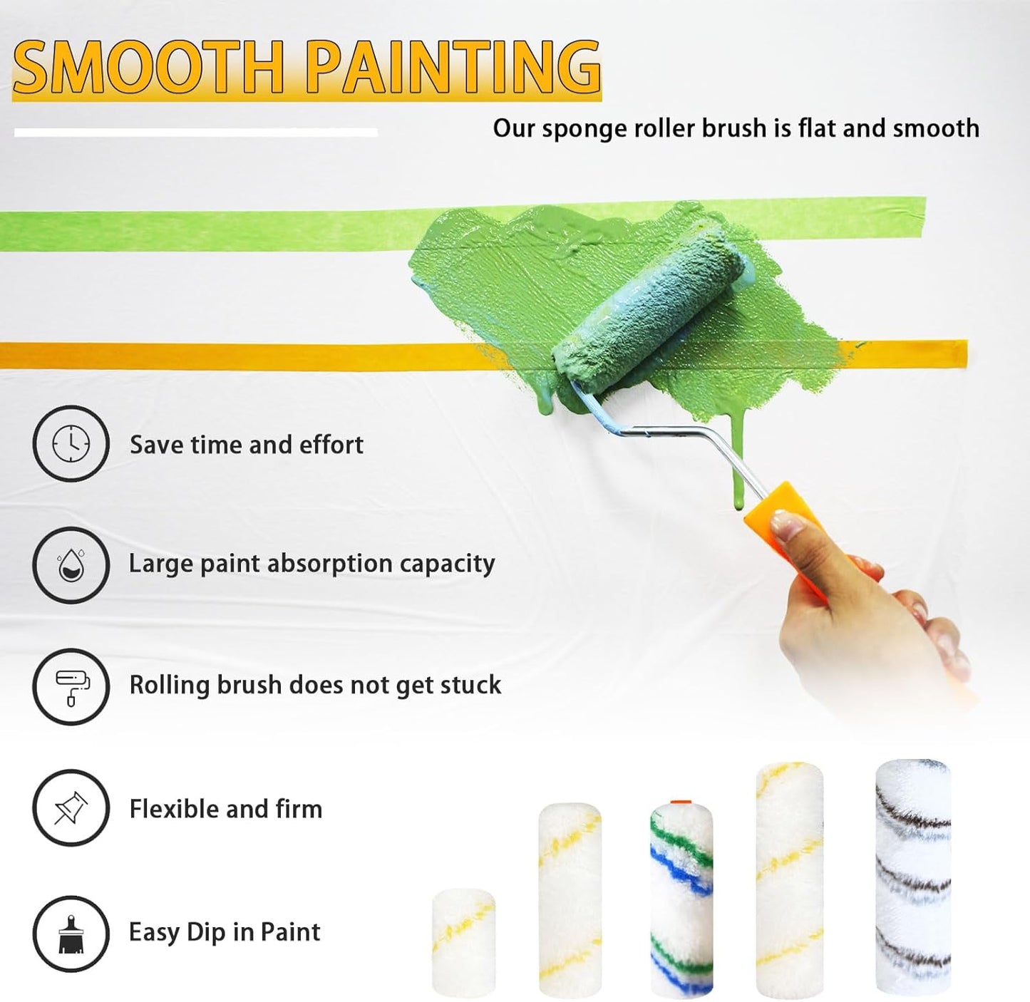 50 Pieces Paint Roller Cover, 6 inch Microfiber Roller Covers, Washable Covers for Roller Frame, House Painting Supplies, Naps for Paint Roller Brush for Painting Walls Ceilings