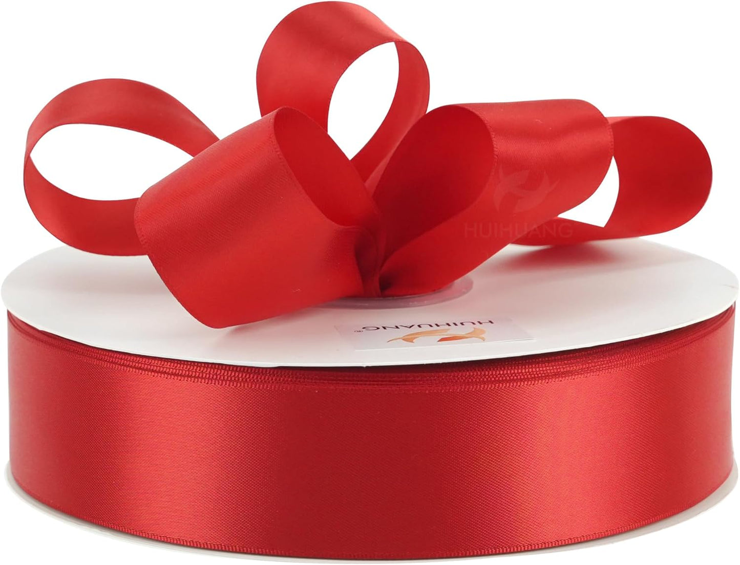 HUIHUANG Red Satin Ribbon 1-1/2 inch x 100 Yards Red Color Double-Faced Satin Ribbon for Christmas Gift Wrapping, Flower Bouquet, DIY Crafts, Bows, Valentine's Day Weddinbg Decor