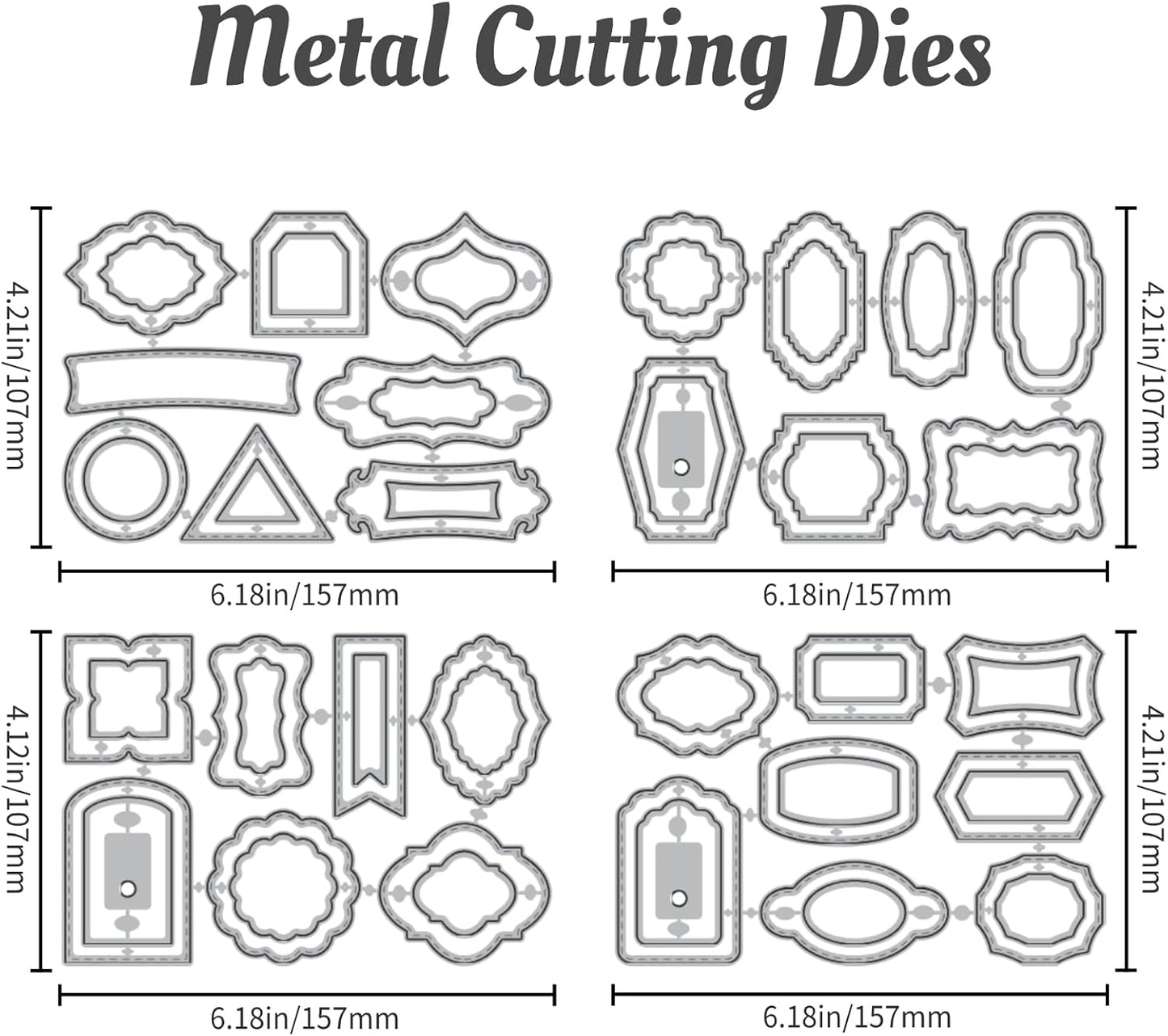 30 Styles Labels Die Cuts for Card Making Backgrounds Frame Metal Cutting Die for Scrapbooking Carbon Steel Embossing Template Tab Note Cutting Dies DIY Cards Album Crafts Supplies