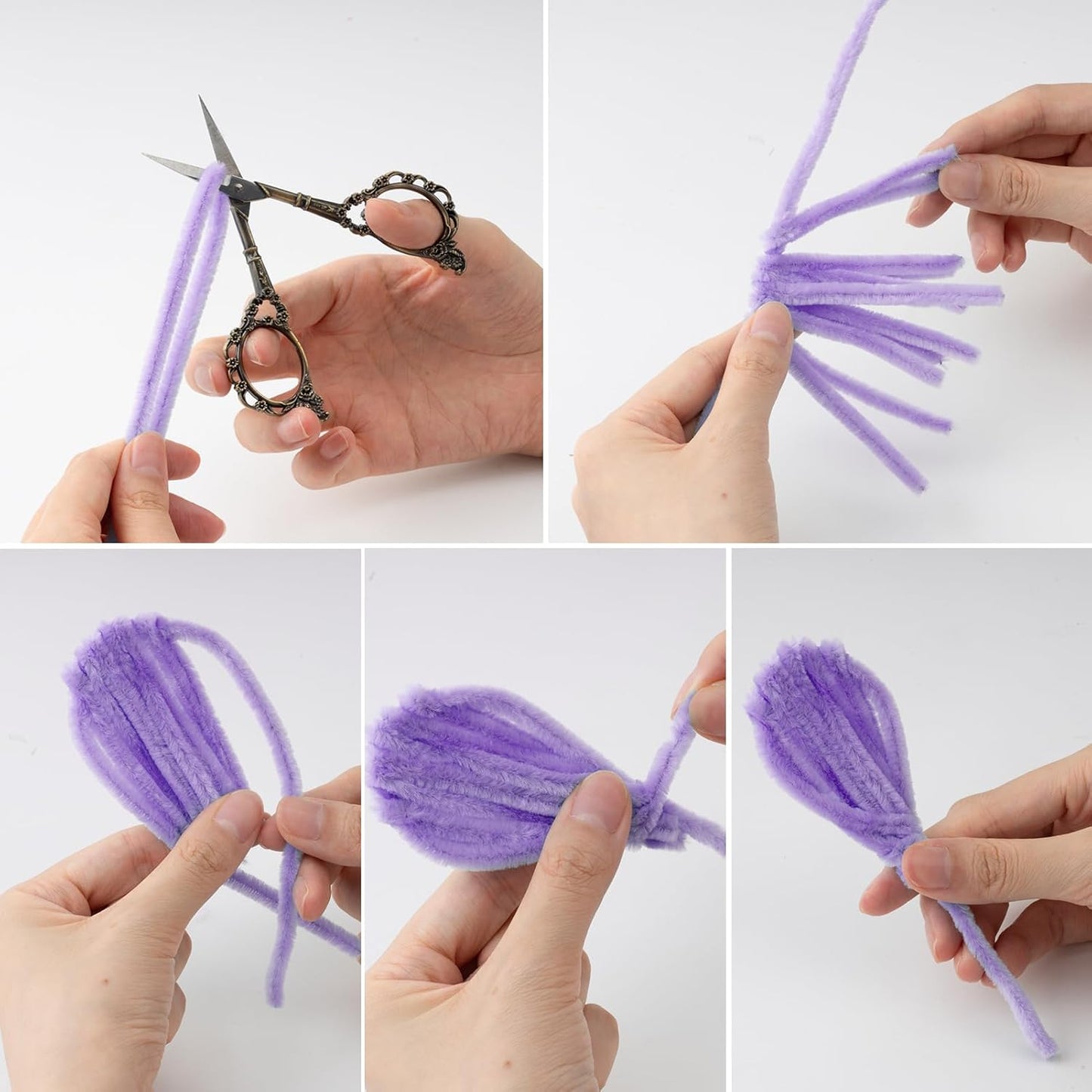 Caydo 300 Pieces Purple Pipe Cleaners, Thick Fluffy Chenille Stems, Pipe Cleaner Crafts for Arts & Crafts, Perfect for Making Animals, Flowers, and Festive Decorations