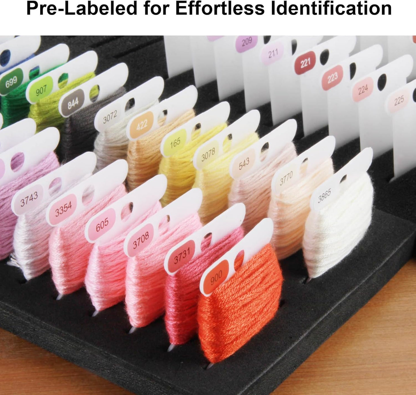 Hamtery Plastic Embroidery Floss Bobbins, Pre-Labeled Color Number Embroidery Thread Organizer for Cross Stitch Thread Storage-No Foam Inserts (Set 1: 250 pcs)