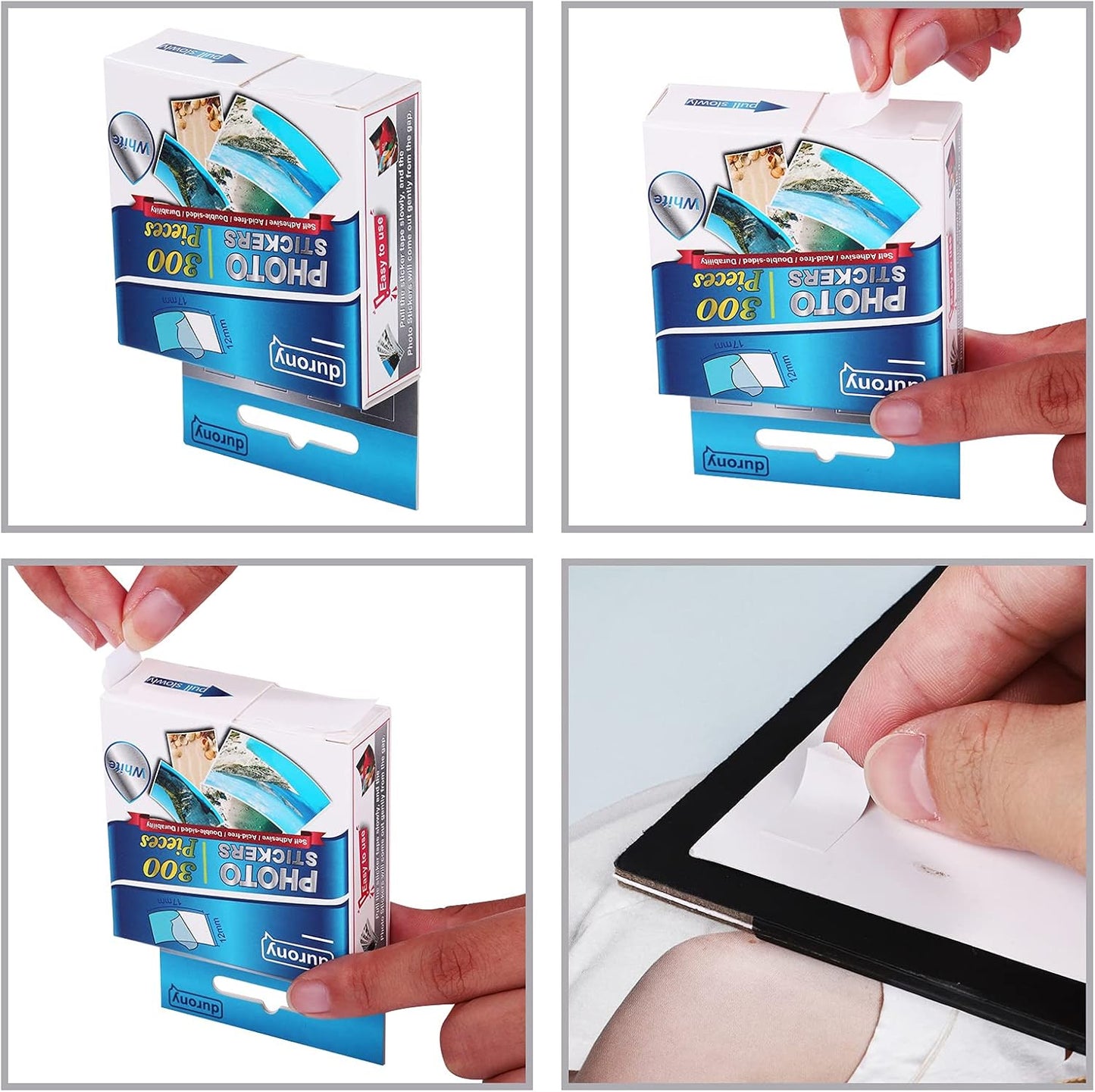 Durony 300 Pieces Photo Sticker White Double-Sided Self Adhesive Photo Tapes for Pictures DIY Photo Album Journal