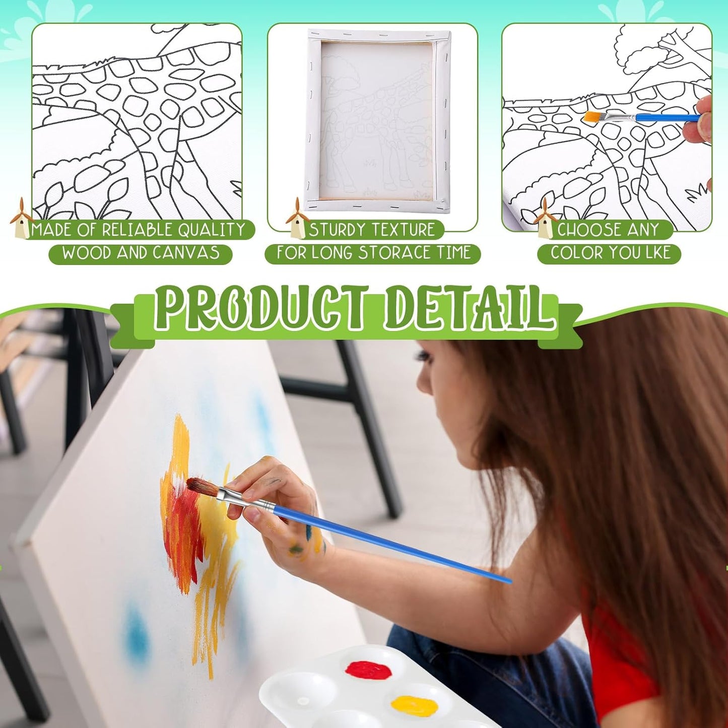 Zhanmai 12 Pack Pre Drawn Canvas for Painting Sip and Paint Kit 8" x 10" Paint Party Set Canvas Painting Pre Printed Canvases for Party Favor DIY Virtual Adult's Date Night(Cartoon Animals)