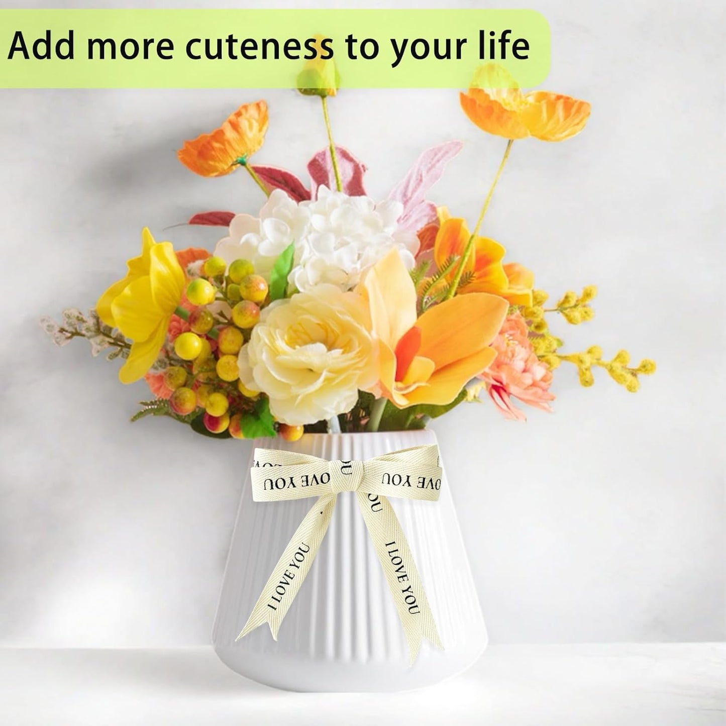 Cotton Herringbone Ribbon - Natural Twill Tape for Custom Gift Wrapping & DIY Crafts-5/8 Inch x 15 Yards - I Love You Printed Phrase