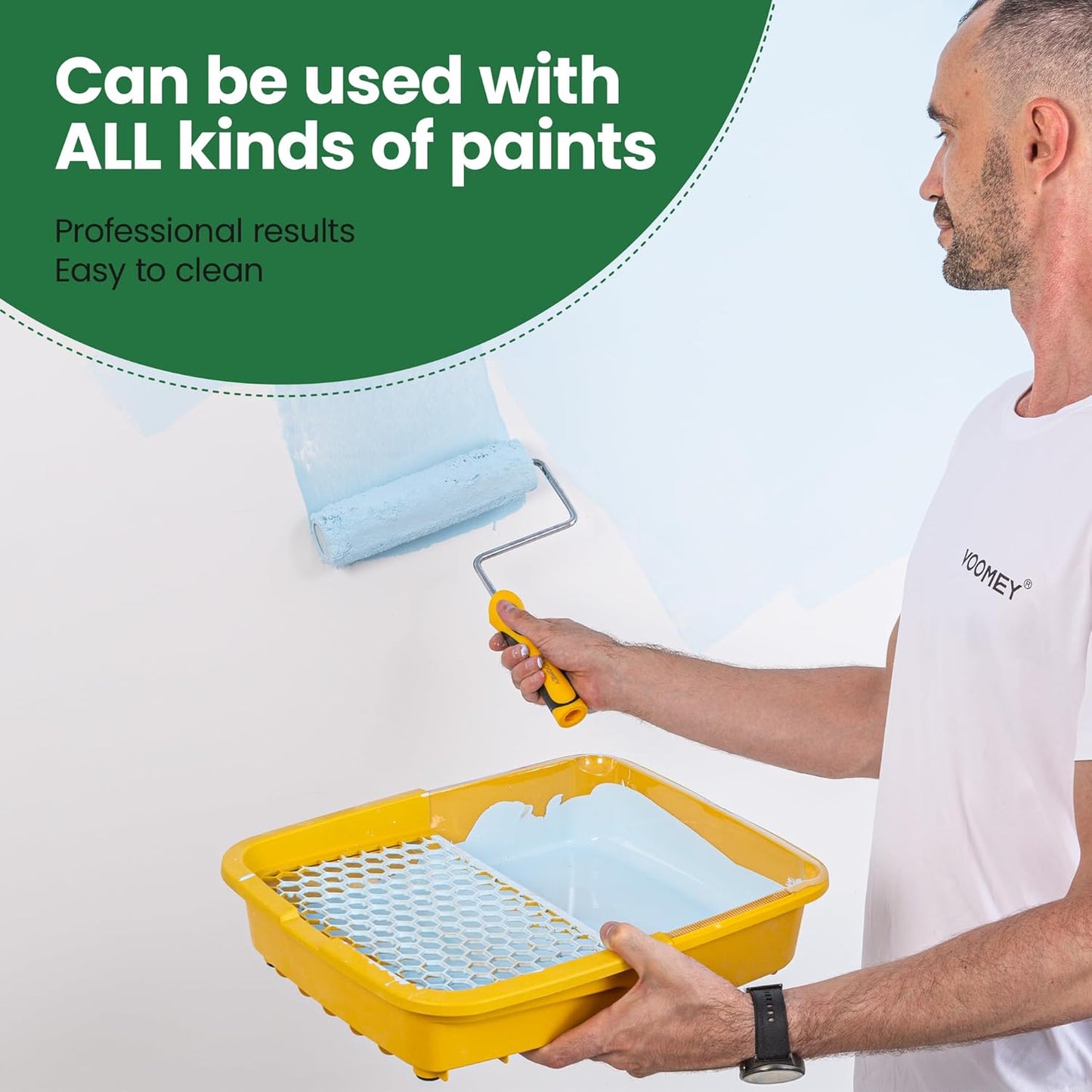 Voomey Professional Paint Roller Kit 22 Pcs, 9-Inch Upgraded Paint Roller with Super Coverage Effect, Paint Brush and Small Paint Roller, Paint Roller Tray,Paint Kit for House Painting