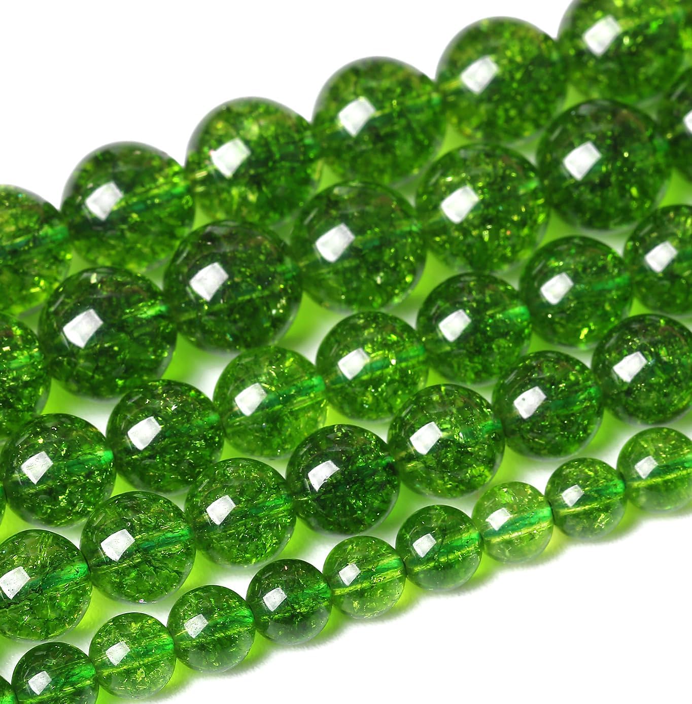 10MM Green Peridot Crystal Quartz Beads Natural Gemstone Beads Round Loose Beads for Jewelry and Bracelets Making 72pcs 2 Strands 32"