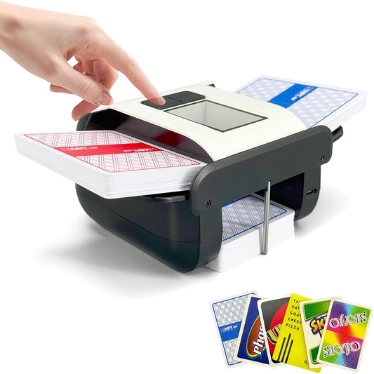 Rechargeable Automatic Card Shuffler,Auto & Manual Modes,1-2 Deck Capacity,Low Noise Design,Perfect for Poker, Rummy,Spades & All Card Games,Portable for Home, Travel, or Game Nights (Black)