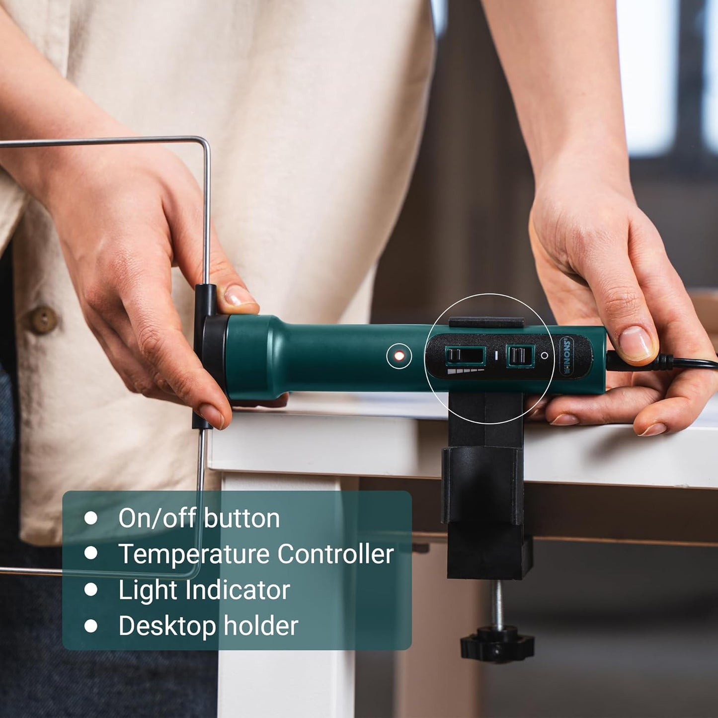 WINONS Hot Wire Foam Cutter with Temperature Controller and Light Indicator, WFC0008 Styrofoam Cutter with Max. Temp. - 400°C, Polystyrene Cutting Tool for DIY Projects (Kit of 10)