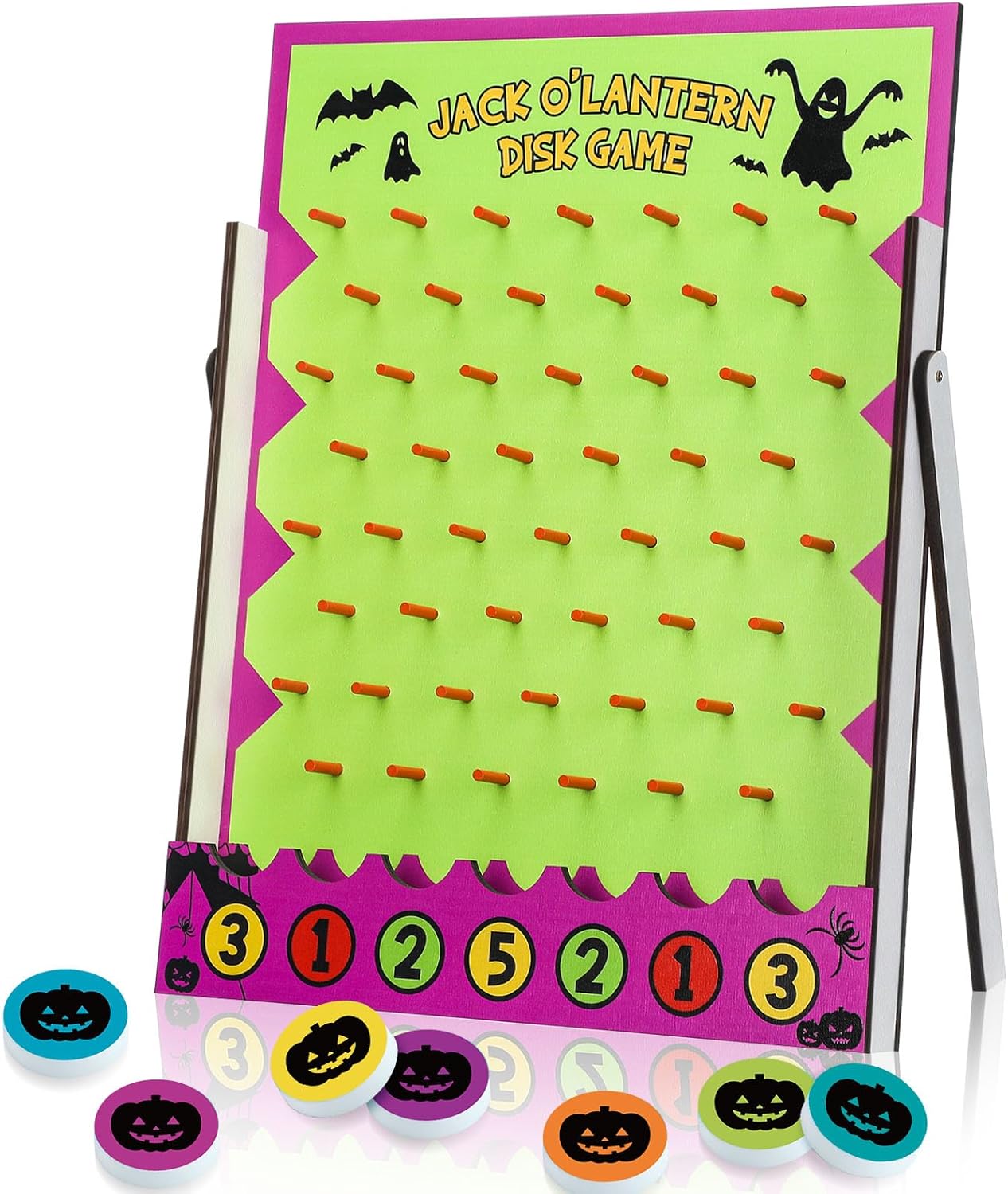 8 Pcs Halloween Carnival Disk Drop Game Jack O'Lantern Wood Desktop Disc Drop Game Halloween Party Favors for Family Tabletop Activities Birthday Party Supplies 13 x 10.2 Inches