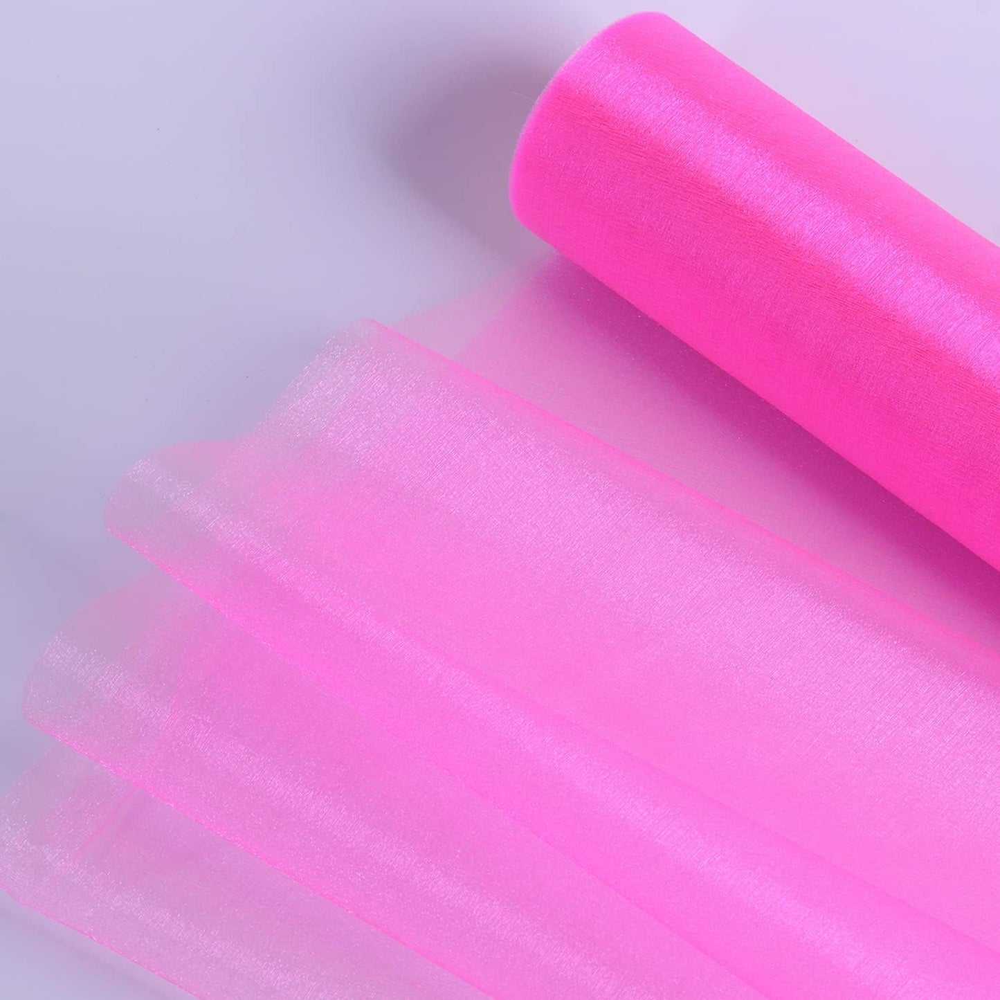 Crystal Organza Fabric Tulle - 16" by 50 Yards Sheer Fabric for Wedding Party Decoration Bridal Shower Tutu Roll Netting Spool Ribbon Wrapping (Pink)