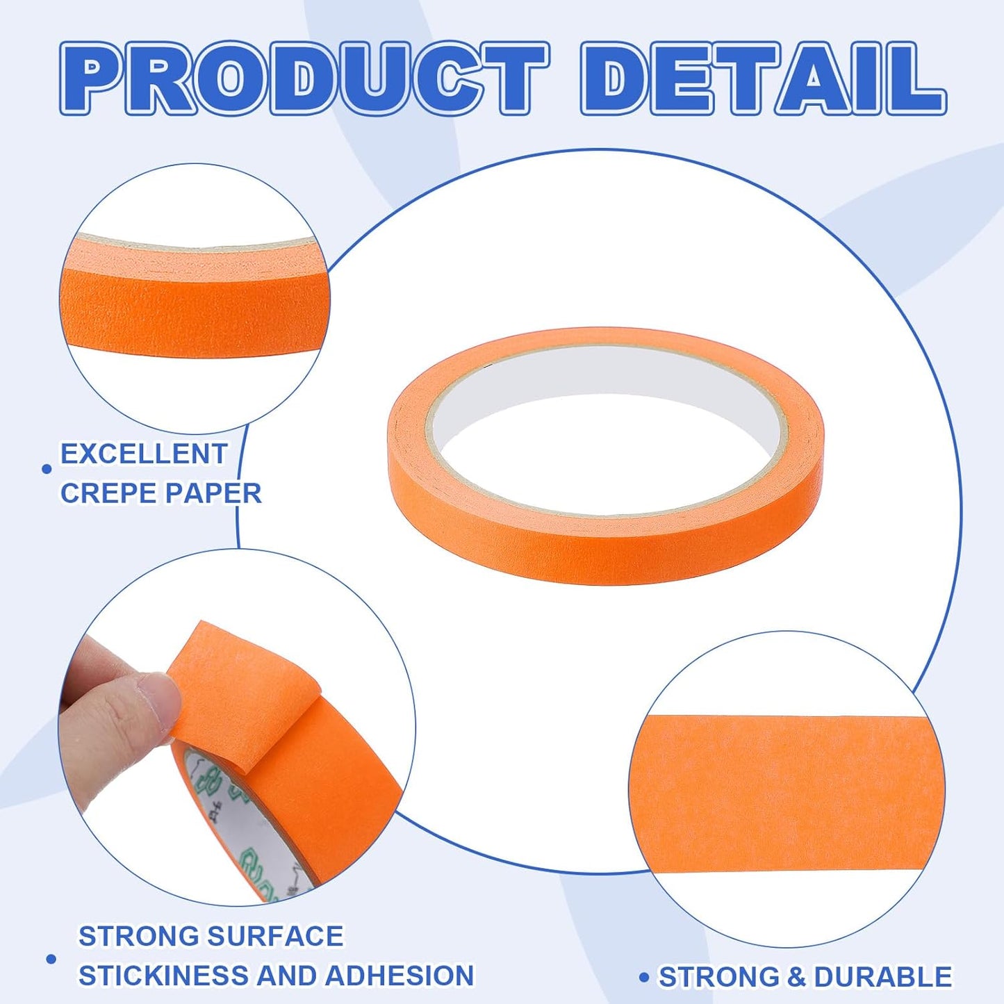 MECCANIXITY Masking Tape 0.5 Inch x 21 Yard Painter's Tape Orange Paint Tapes for DIY Crafts Arts Drawing Decoration Labeling Car Painting Artist Teachers, Pack of 6