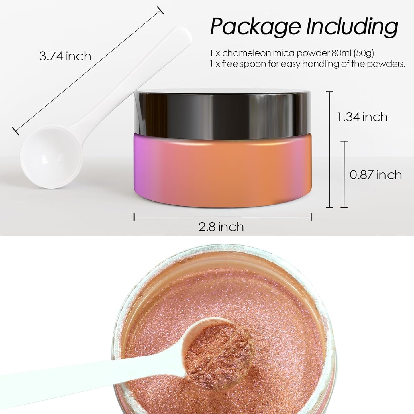 Ceya Chameleon Mica Powder, 1.8oz/ 50g Rosa Champagne Chrome Nail Powder, Cosmetic Grade Pearlescent Effect Color Shift Pigment for Epoxy Resin, Makeup, Nail Polish, Soap Dye, Candle Making, Craft