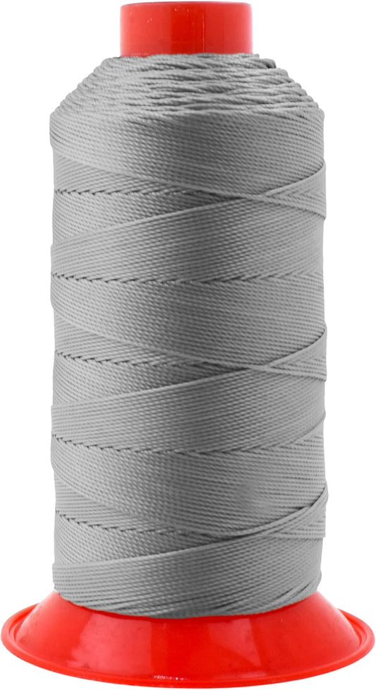 Mandala Crafts Bonded Nylon Thread - Heavy Duty Gray Sewing Threads - 415 YDs Size 346 210D T350 Tex 350 for Leather Jeans, Weaving, Outdoor, Marine, Upholstery