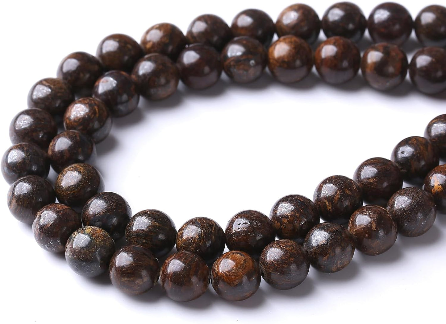 60PCS 6MM Natural Bronze Stone Beads Round Loose Stone Beads for Jewelry Making DIY Energy Stone Healing Power Bracelet 15"