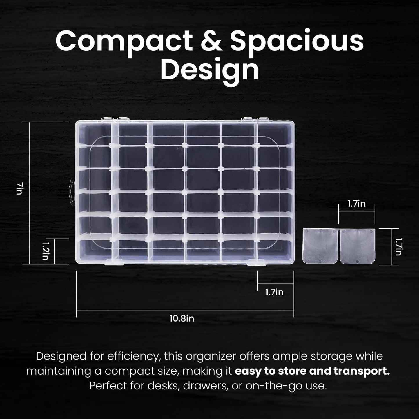 8pack 36 Grids Plastic Clear Organizer Box bead Storage Containers with Adjustable Dividers for Craft Jewelry Fishing Tackles Parts Storage with 8 Sheets Label Stickers