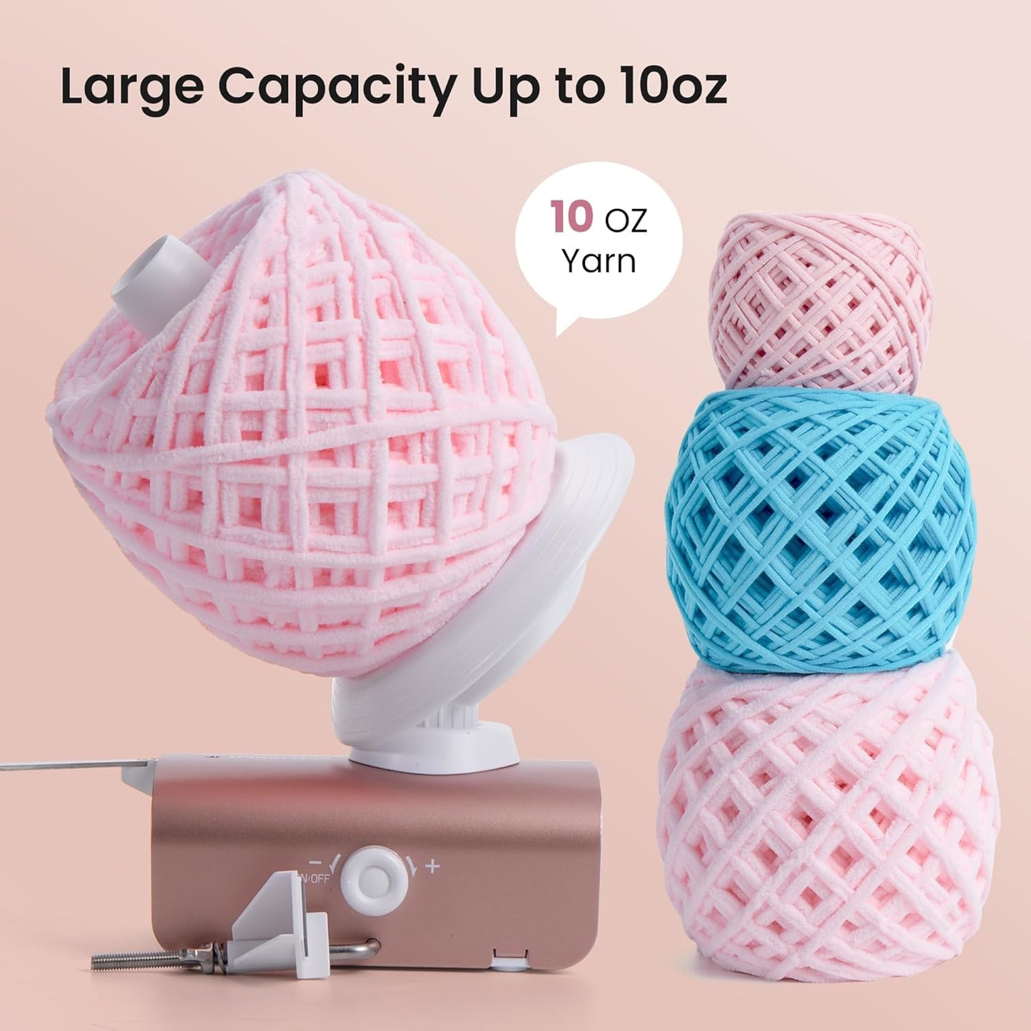 Winartton Electric Yarn Winder for Crocheting, Heavy-Duty Yarn Ball Winder 10 oz Large Capacity, Automatic Yarn Cake Winder Spinner Roller, Crocheting Tools Supplies for Knitting Lovers(Patented)
