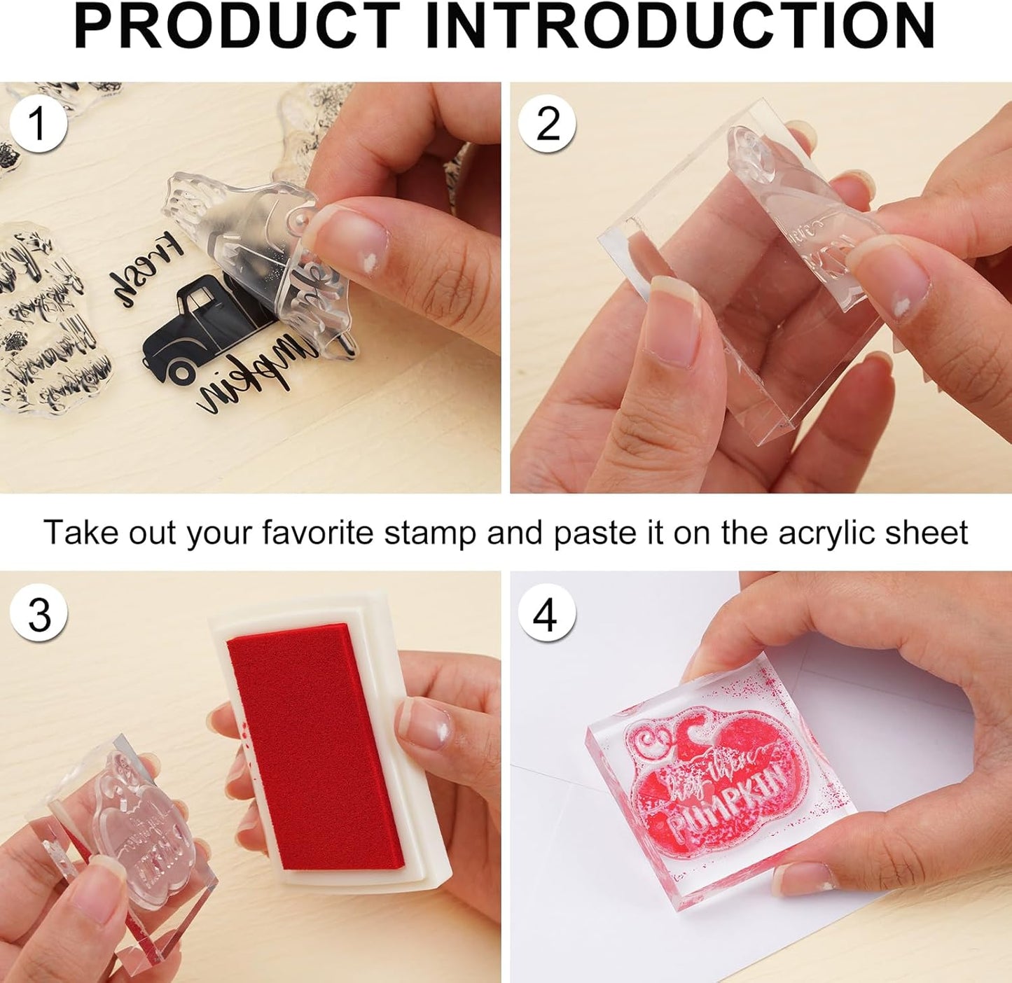 Whaline 4 Sheet Fall Thanksgiving Words Clear Stamps Greeting Words Pumpkin Maple Leaves Silicone Transparent Stamps Happy Fall Stamp Cards for DIY Craft Card Making Scrapbooking Embossing Album Decor