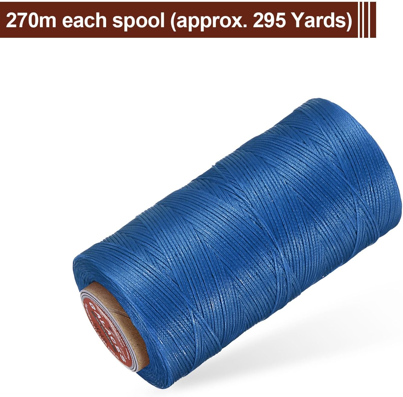 uxcell Flat Leather Sewing Waxed Thread, 270m / 295 Yards Polyester Wax String, 150D Wax Stitching Cord for Leather Crafts, Bookbinding, Bracelets Braided, Navy Blue