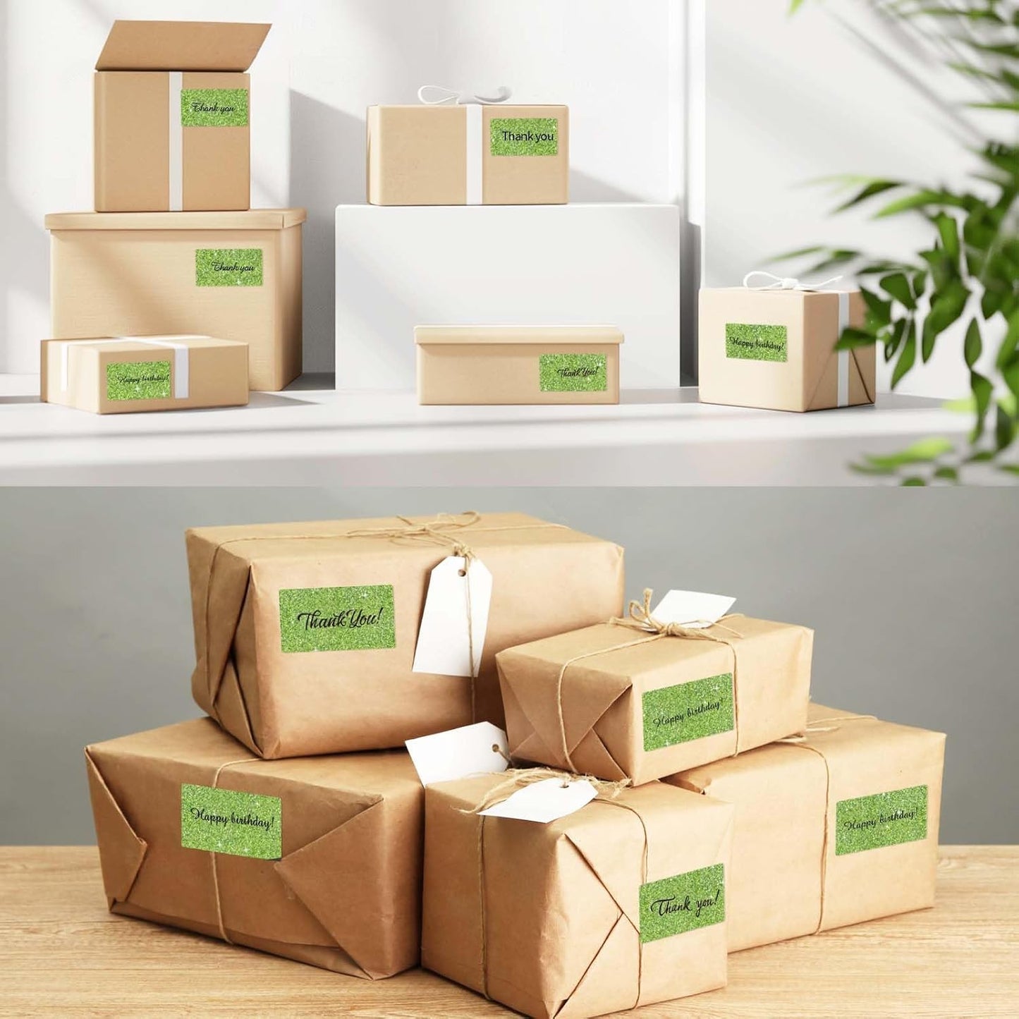 2.25"x1.25" Holographic Thermal Labels Stickers, Glitter Direct Thermal Printer Labels, Waterproof Self-Adhesive Address Shipping Label Stickers, 300 Sheet/ 1 Roll, Holographic Shiny Green