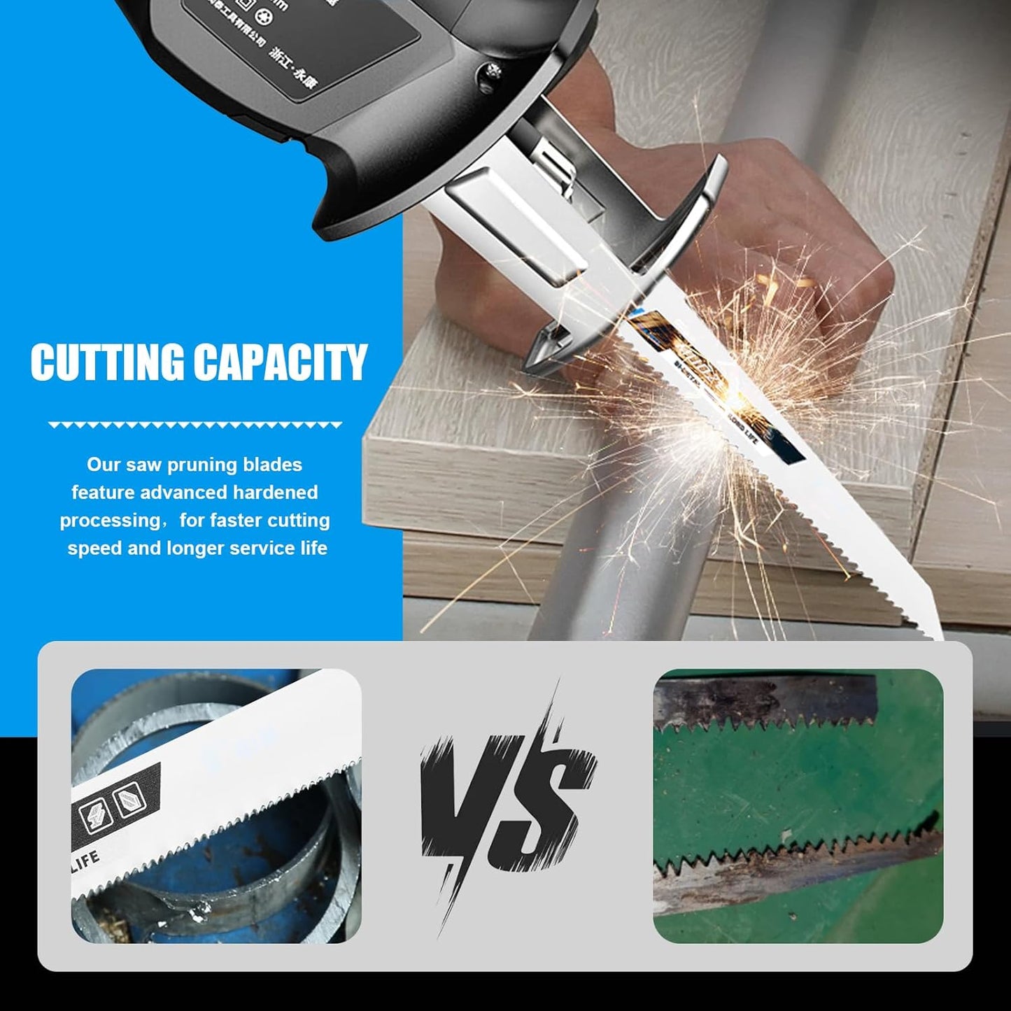 10 Pack 12 inch Reciprocating Saw Blades Set,8+10 TPI High Carbon Saw Blades, Metal Saw Blades with Organizer Case (10, 8+10TPI/300mm)